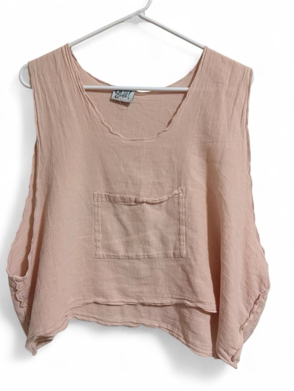 Oh My Gauze! Blush Pink Sleeveless Pocket Crop Top